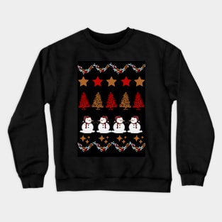 Christmas Trees and Snowman - Novelty Crewneck Sweatshirt